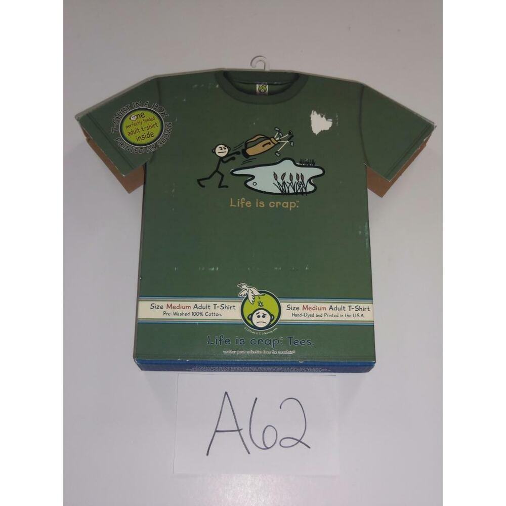 Life Is Crap TShirt Size Medium Adult Golf Green New -1115A62